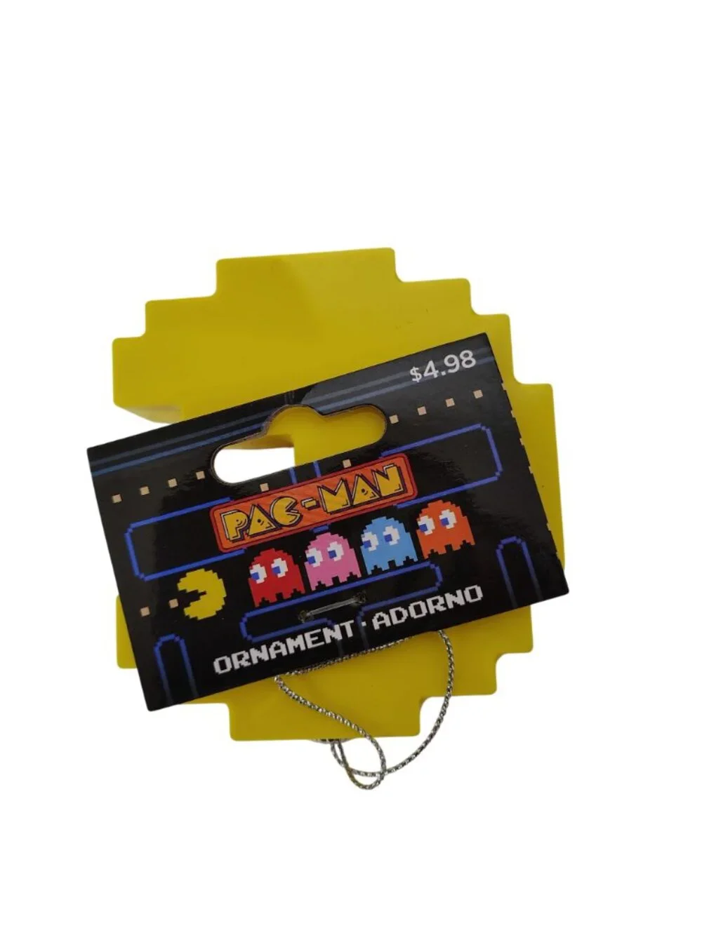 Ruz 4 inch Pixil Pac-Man Decoupage Hanging Christmas Ornament